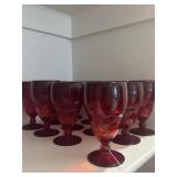 Ruby Red Georgian Goblets (12) Honeycomb Design