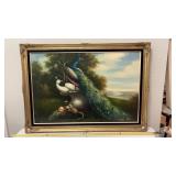 Large Peacock Oil Painting