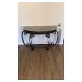 Half Moon Glass Top Metal Table