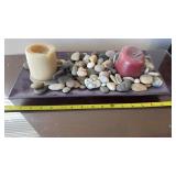 Rock and Candle Tray Decor