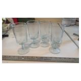 Set of 4 Duz Detergent Blue Pedestal Glasses