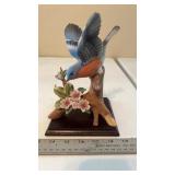 Bluebird Figurine on Wood Base