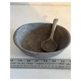 Vtg. Pewter Bowl and Spoon