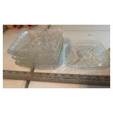 Set of 6- Vtg. Indiana Glass Square Daisy Plates
