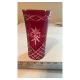 Ruby Red Cut Bohemian Glass Hurricane Lamp Shade