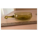 Green Glass Bowl with Handle