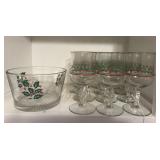 Christmas Bowl and Stemware