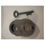 Antique Brass Padlock and Key