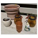 Lot of Flower Pots, Candle Holders & Gnome