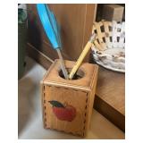 Wooden Apple Pencil Holder