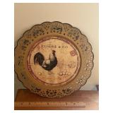 Metal Decorative Rooster Plate