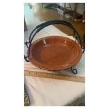 Terra Cotta Pie Plate in Metal Holder