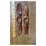 Wooden Hippo Salad Serving Set