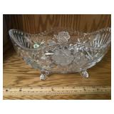 Frosted Floral Glass Centerpiece Dish