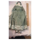 Antique German China Head Doll-Green Dress