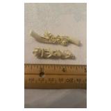 2 Vtg. Carved Floral Brooches