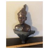 Hand Carved Tribal Man Bust and Shelf