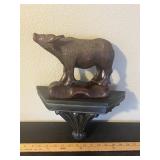 Hand Carved Water Buffalo and Shelf