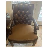 Leather Tufted Chair with Cloth Cushion