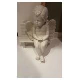 Ceramic Cherub with Ceramic Bench