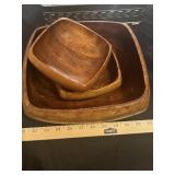 3 Wood Bowl Set