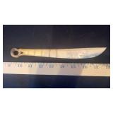 Antique Asian Carved Bone Shoehorn, Engraved