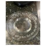 3 Etched Glass Salad Plates