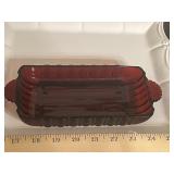 Red Glass Serving Dish