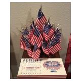 Vtg. U.S. Under 27 Flags Set with Display Stand