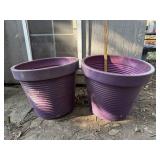 2 Plastic Purple Planters