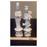 Pair of Chinese Blanc de Chine Style Court Figures
