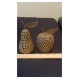 Hobnail Brass Apple & Pear Pair
