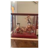 Vintage Japanese Dolls in Display Case
