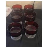 6 Ruby Red Pedestal Sorbet Cups