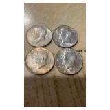 Lot of 4 USA Kennedy Half Dollars, 1964