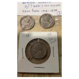 1938 Nickel and 2 Buffalo Nickels