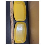 2 Yellow Frankoma Platters