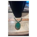 Dyed Agate Green Pendant on Chain