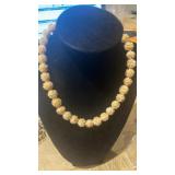 Vtg. Chinese Carved Floral Bead Neckace