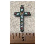 800 marked, vtg, Italian Micro-mosaic Cross Pendan