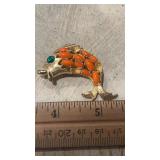 Vtg. Koi Fish Pendant, 2 missing stones
