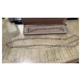 14 KT Gold and Rose Quartz Necklace & Bracelet