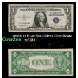1935E $1 Blue Seal Silver Certificate Grades xf