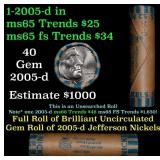 BU Shotgun Jefferson 5c roll, 2005-d Ocean 40 pcs