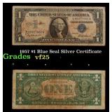 1957 $1 Blue Seal Silver Certificate Grades vf+