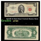 1953B $2 Red Seal United States Note Grades xf