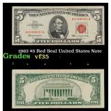 1963 $5 Red Seal United States Note Grades vf++