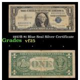 1957B $1 Blue Seal Silver Certificate Grades vf+