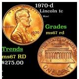 1970-d Lincoln Cent 1c Grades GEM++ Unc RD