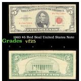 1963 $5 Red Seal United States Note Grades vf+